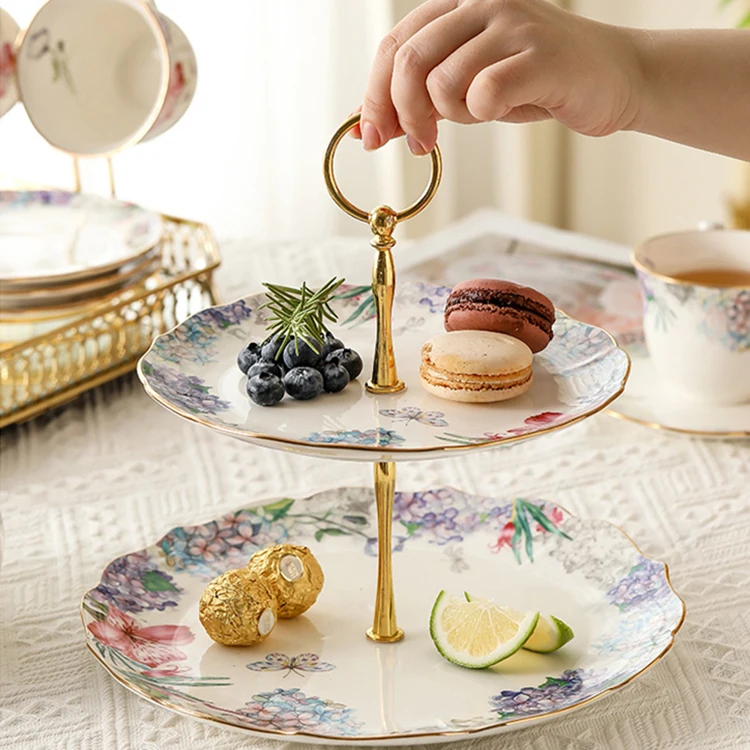 New French Retro Flowers Ceramic Coffee Cup And Plate Salad Bowl And Plate Tableware Court Style Cup And Plate