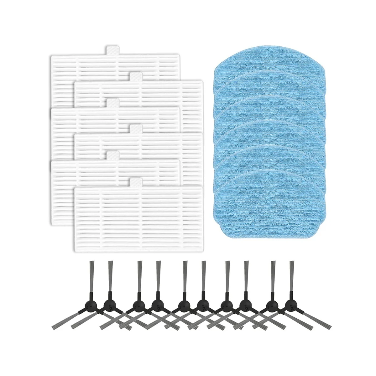 Spare Parts Side Brush, Filter, Mop Cloth, Compatible for BR150/BR151 Robot Vacuum Cleaner Spare Parts Replacement