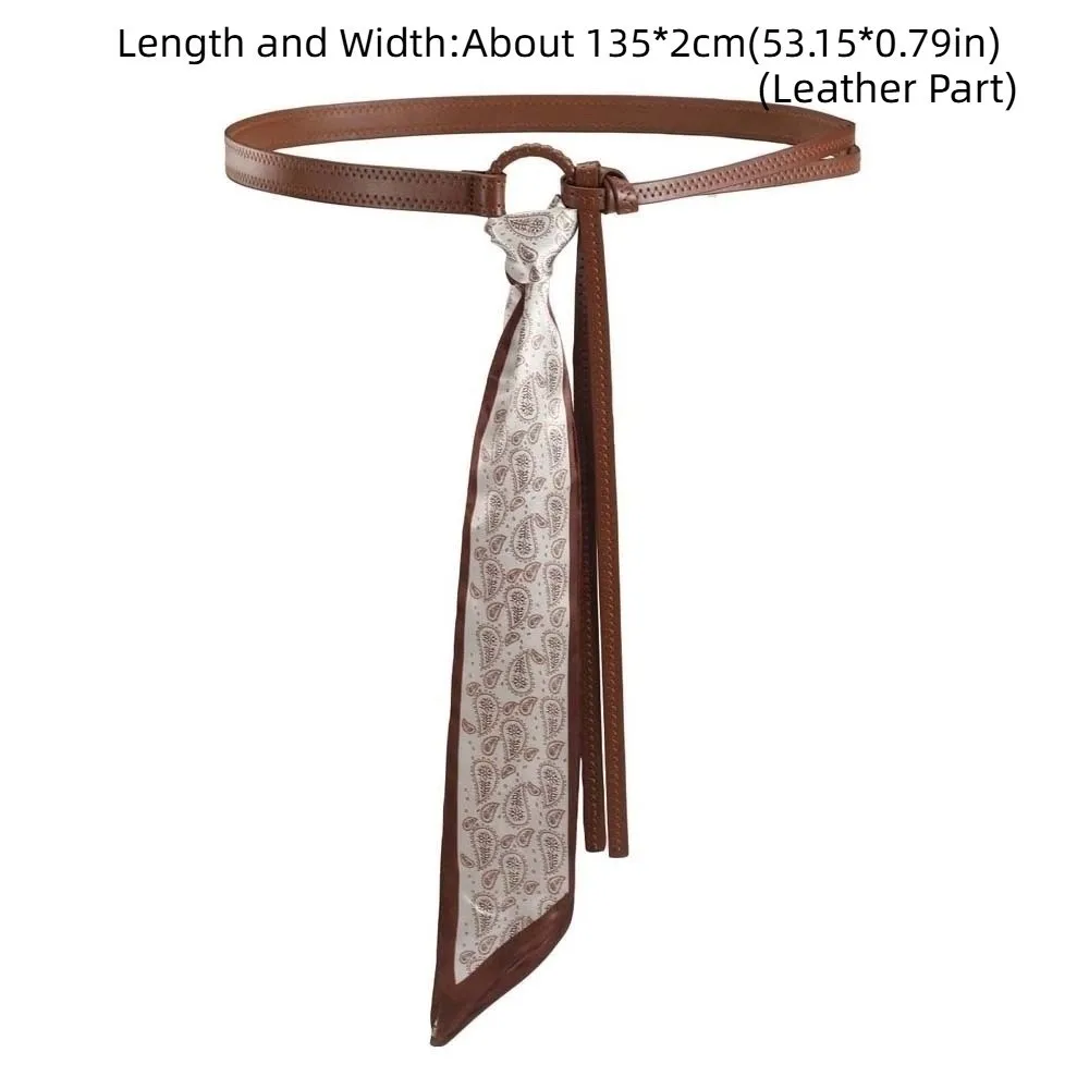 Ethnic Style Cashew Printed Belt Adjustable PU Retro Jacquard Waistband Girdle Cloth Silk Tie Design Belt Gift