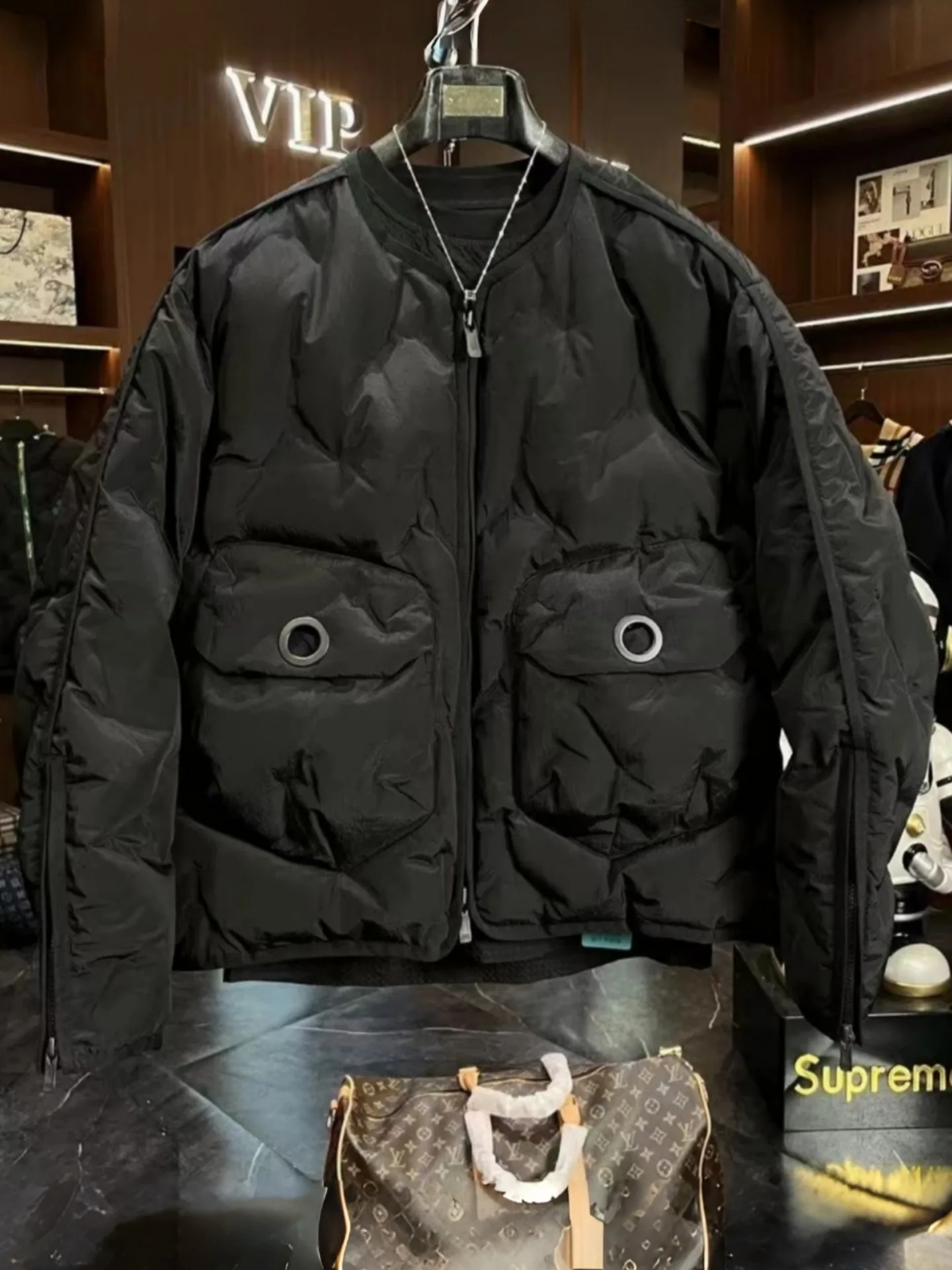 

Trendy Zippered Sve Personalized Design Simple Haome Winter New Men's Cotton Jaet Outerwear Stand Fit Casual Sle