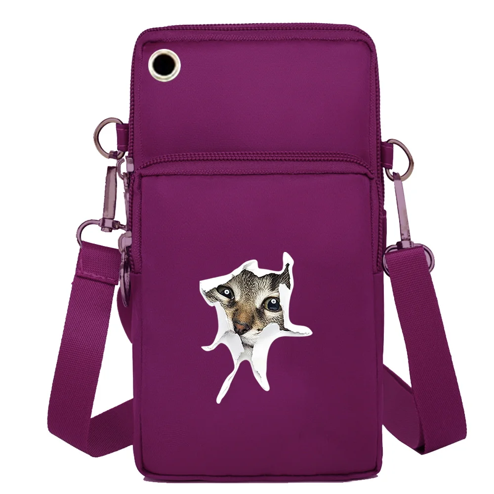 Universal Mobile Phone Bag Sport Arm Running Coin Purse for Girls Shoulder Bag Cat Pattern for Samsung/iPhone Phone Pouch