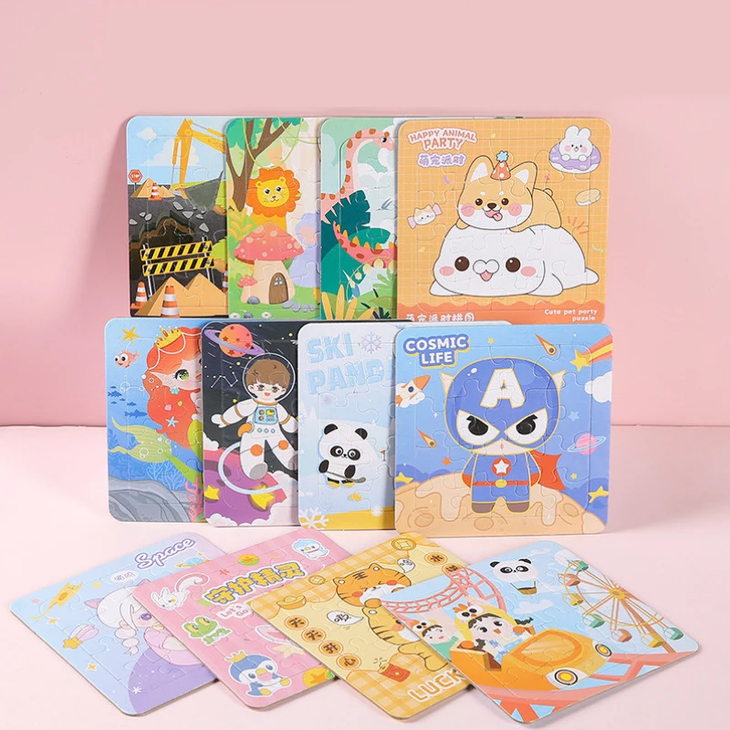 10/30Pc Cartoon Animal Paper Jigsaw Puzzles gifts Educational Toys Kids Birthday Party Favors Kindergarten Rewards Pinata Filler