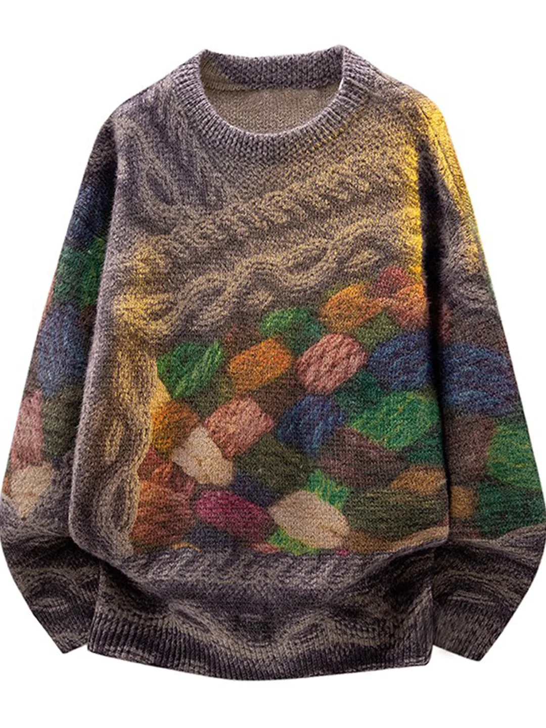 

Модный мужской вязаный свитер с круглым вырезом и принтом, роскошный, универсальный, для осени и зимы, повседневный, уличный стиль, трендовый