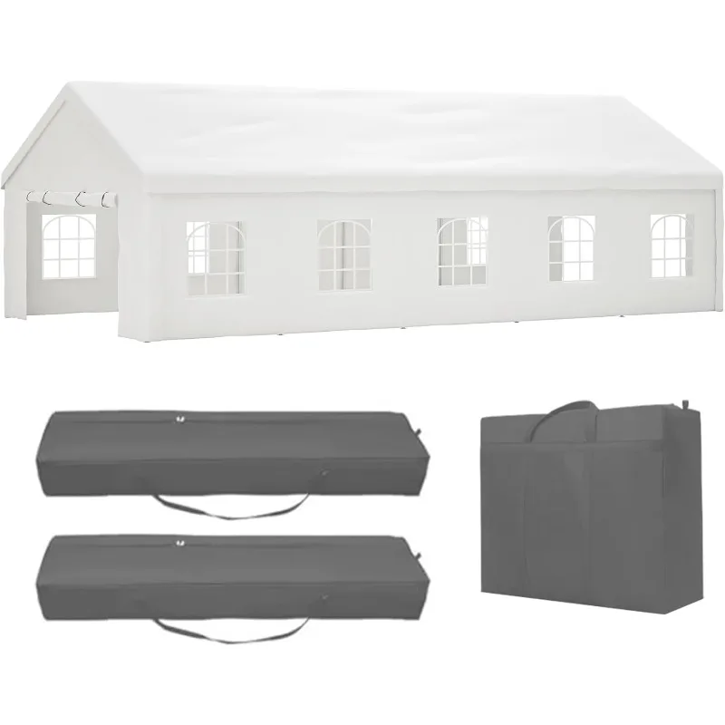 

16x32FT Outdoor White Wedding Tents for Parties, Heavy Duty Event Tents for Parties Gazebo with 3 Storage Bags