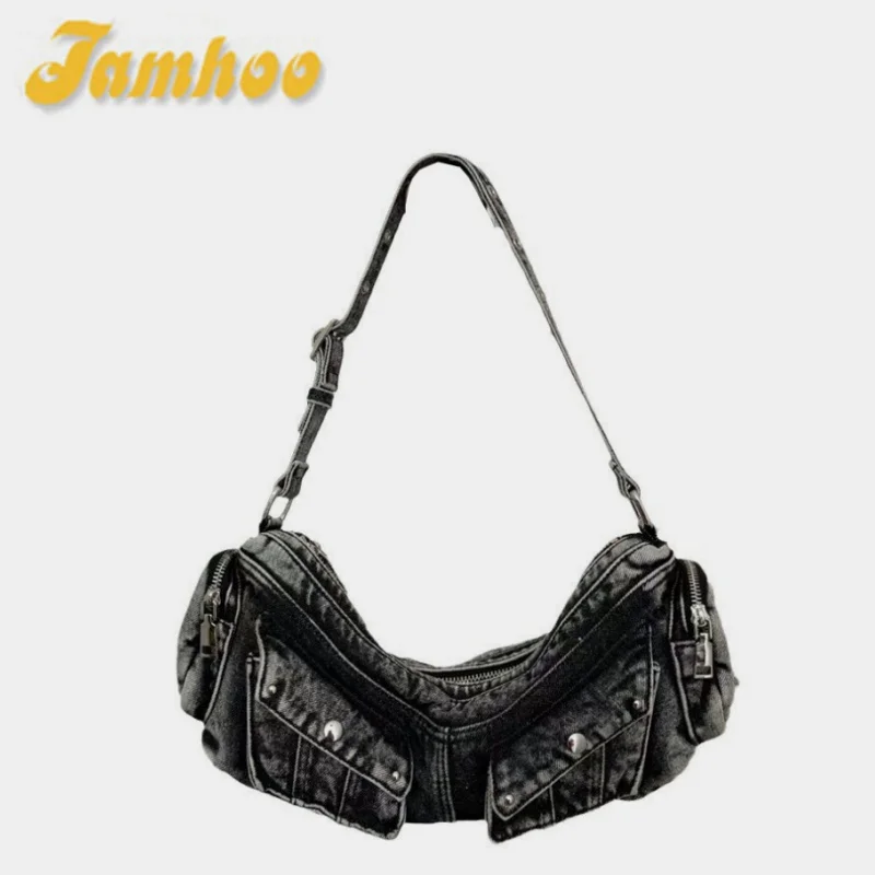 Jamhoo Niche Design Women's Bag Retro Personalized Vintage Denim Single Shoulder Tote Bags Large Capacity Handbag Bolsa сумка же