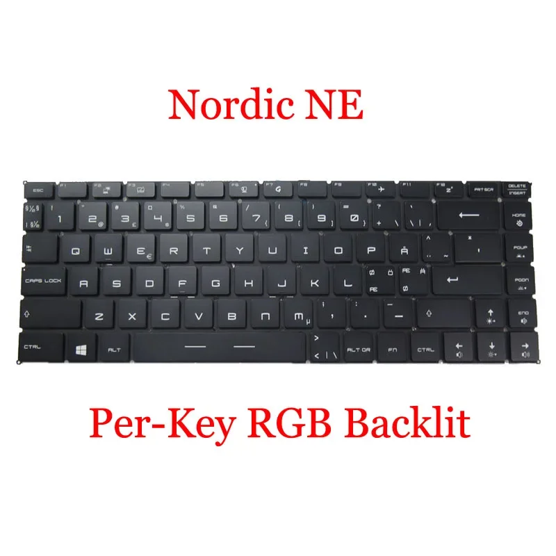 For MSI Laptop Per-Key RGB Backlit Keyboard GS65 PS42 WS65 WP65 P65 Japanese JP Nordic NE Spanish SP Black No Frame New