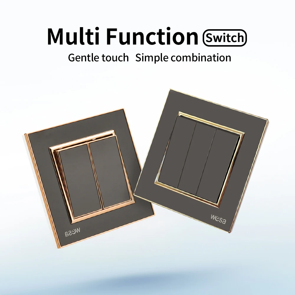 أسود تشغيل/إيقاف لوحة أكريليك كلاسيكية جدار الروك التبديل الاتحاد الأوروبي القياسية 3 عصابة 1 طريقة زر مفتاح الإضاءة لهب 16A التيار المتناوب 250 فولت #2