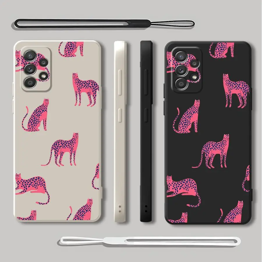 Soft Cover Phone Case for Samsung Galaxy A24 A11 A12 A51 A22 A52 A35 A16 A34 A13 A14 A15 A36 A26 Pink Leopard Pattern