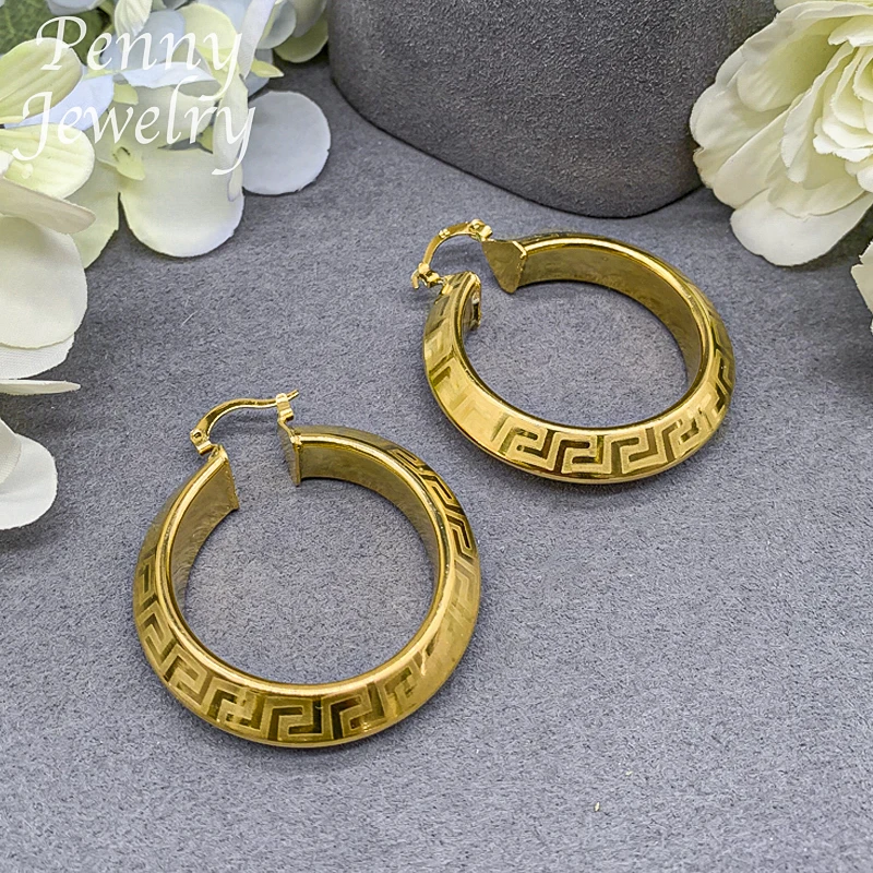 Dubai Trendy Gold Plated Hoop Earrings for Women Copper Vintage Circle Earrings Party Wedding Gifts Italian African Jewelry Set