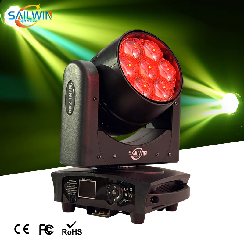 Sailwin EU Stock 7X40W RGBW 4IN1 ZOOM LED Moving Head Wash Light With 5pINS Truecon Artnet Port For Disco Event Party