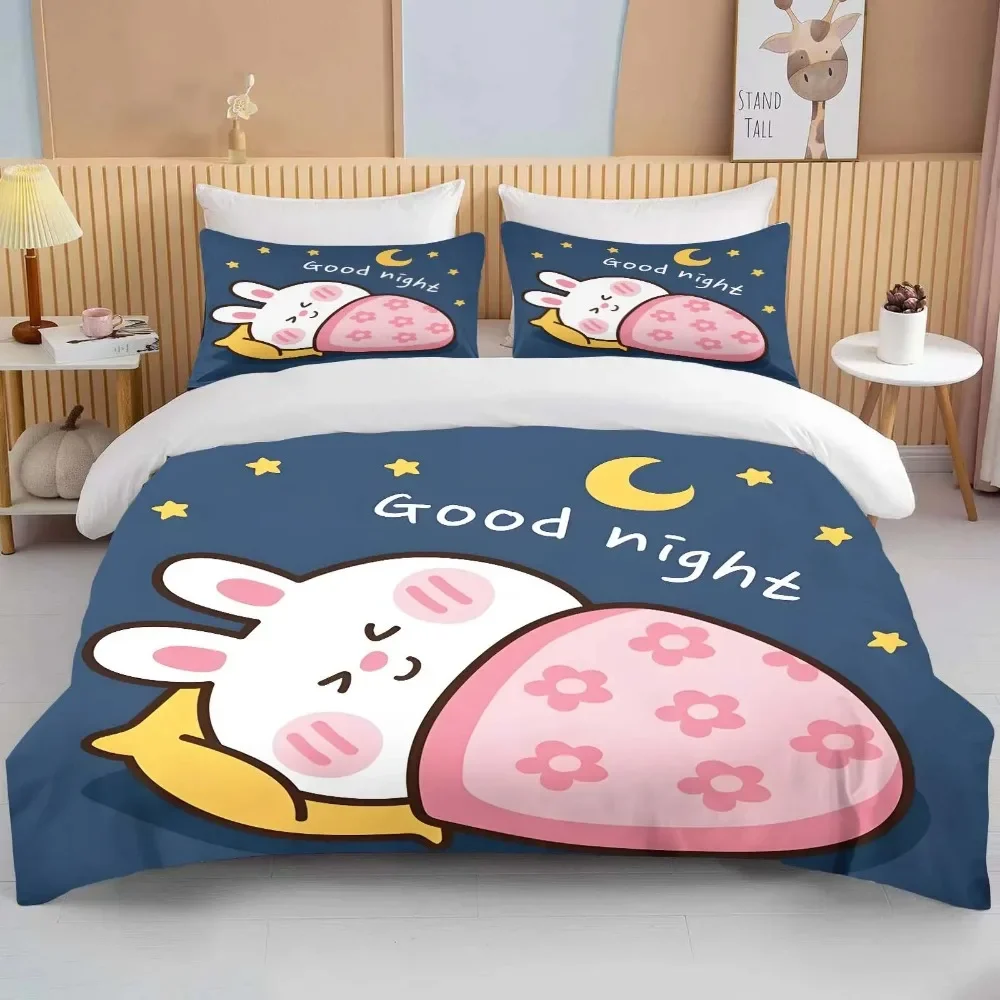 Baby Sweet Dream Bedding Set Good Night Cartoon 3 Pieces Duvet Cover Comforter Pillowcase Children Home Decor Adults King Size