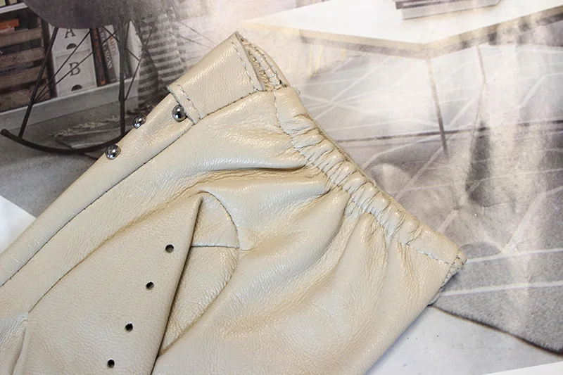 Women's Summer Leather Full Finger Gloves Unlined Thin Fashion Spring Autumn Motorcycle Riding Sheepskin Driving
