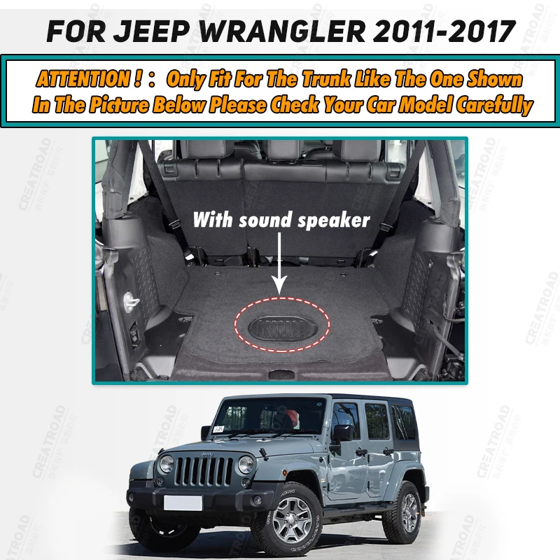 Auto Full Coverage Trunk Mat For JEEP Wrangler 4-door 2011-2017 16 15 14 13 12 Car Boot Cover Pad Interior Protector Accessories