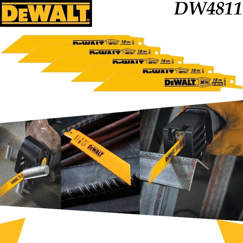 DEWALT DW4811 6 Inch 18TPI Bi-Metal Reciprocating Saw Blades 5 Pack Anti-Stick Metal Cutting Jig Saw Blades for Steel Rebar