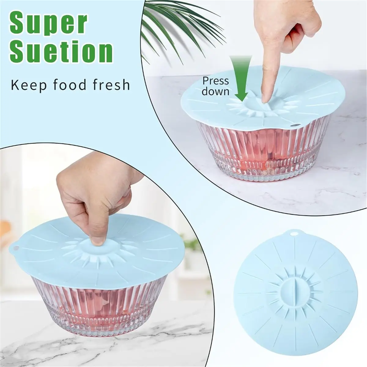 9 Pack Silicone Lids 5 Sizes for Bowls Cups Pots Pans, Microwave Splatter Cover Reusable Suction Lids for Food Storage