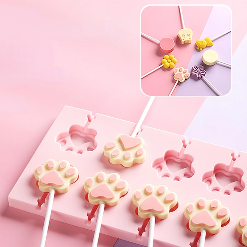 Multi Style Animal Lollipop Silicone Mold Porous Flower Cheese Stick DIY Chocolate Candy Jelly Making Set Cake Decor Mould Gifts