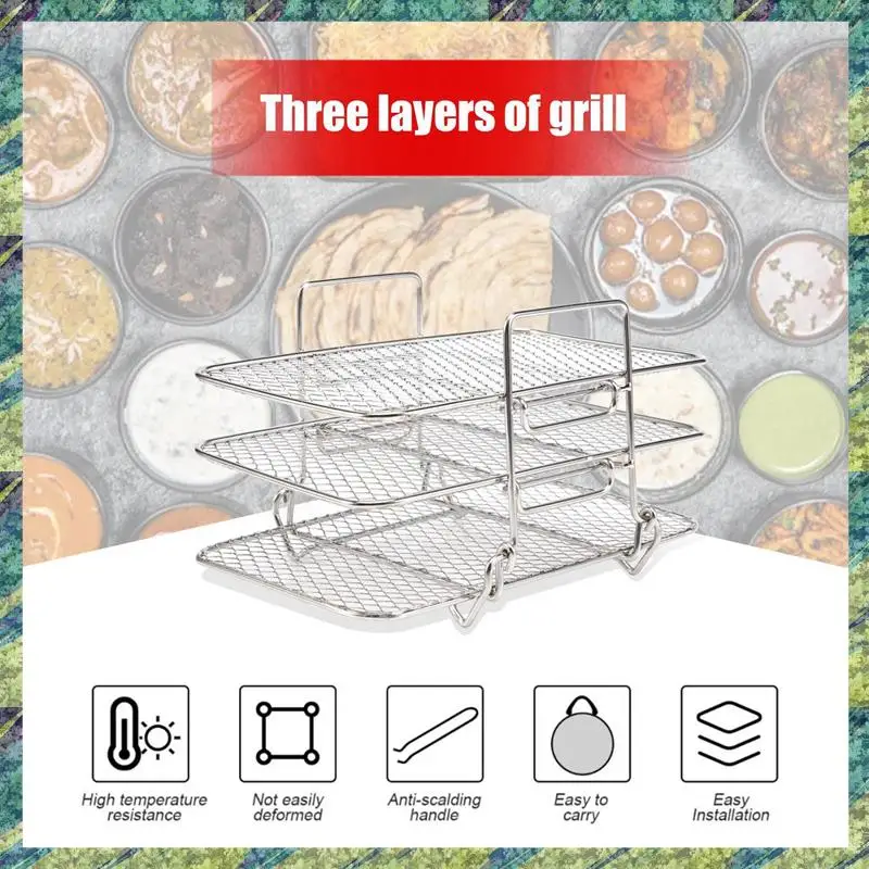 

Nana Air Fryer Rack For Ninja Dual Air Fryer 304 Stainless Steel Multi-Layer Dehydrator Rack Toast Rack Air Fryer Accessories