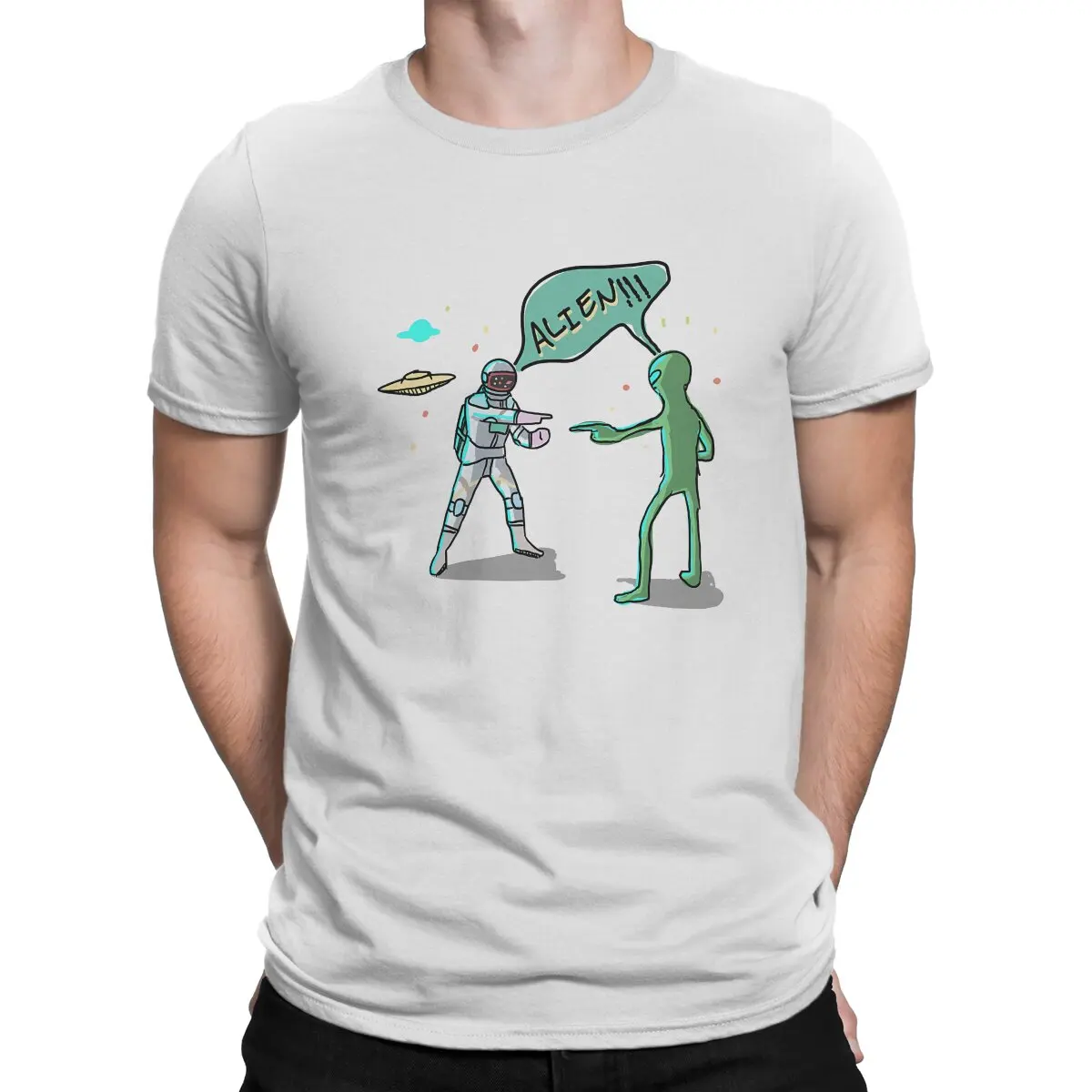 

Alien Polyester TShirt for Men OMG Humor Leisure Tee T Shirt Novelty