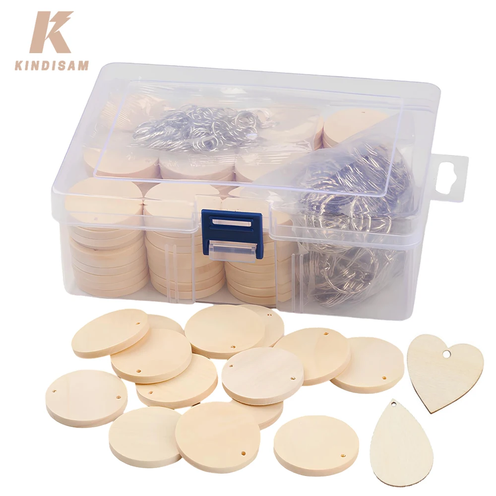 

100 шт. деревянные круглые поделки Diy деревянные круг необработанные диски Predrilled Log деревянные заготовки для рождественских украшений Декор ручной работы