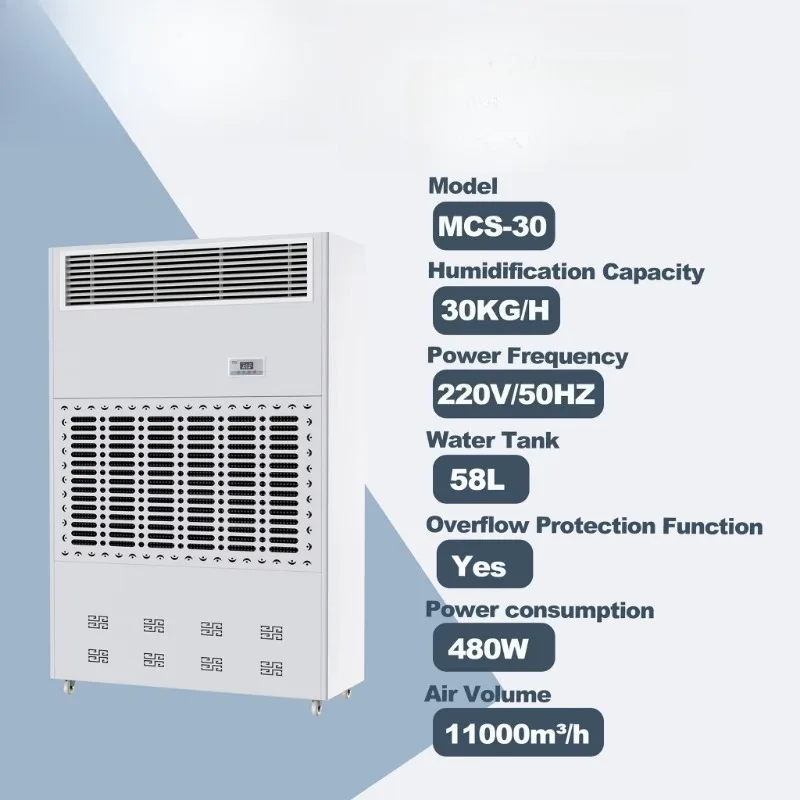 Wetwells Factory Direct New MCS-30 Electric Industrial Wet Film Air Humidifier 30kg/h 260-300 Coverage 55L Tank