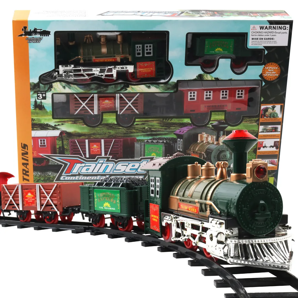 Modelo de riel sin control remoto para niños, juego de Tren Eléctrico simulado de Navidad, decoración interior, juguete educativo