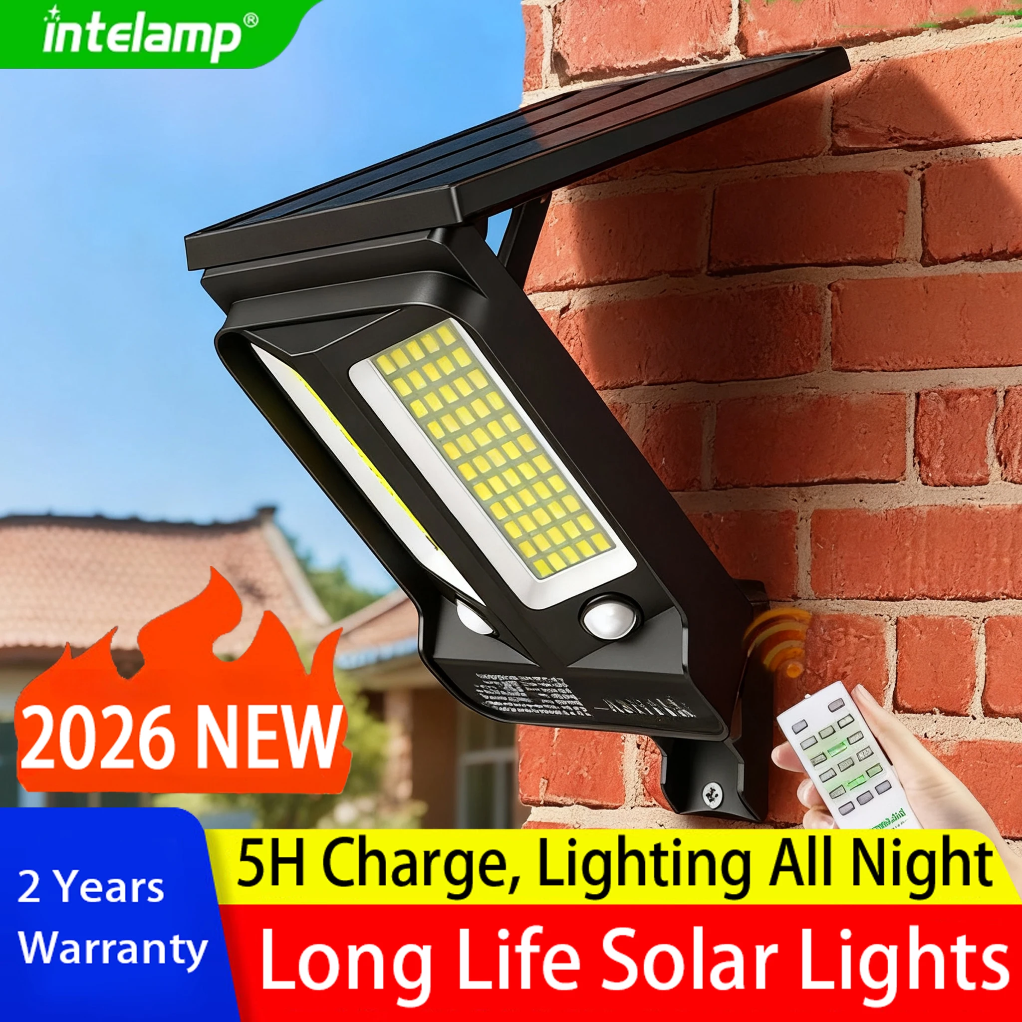 2026年最強のソーラーライト、モーションセンサー搭載、超高輝度ウォールランプ、ip65防水、庭、庭園、小道、ガレージ用街路灯
