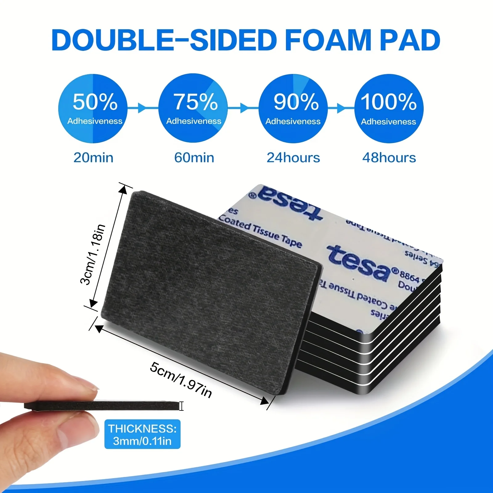 36 قطعة من وسادات لاصقة شبه شفافة مقاومة لدرجات الحرارة العالية على الوجهين، مقاومة للماء ومضادة للانزلاق، شريط إسفنجي مسبق القطع #2