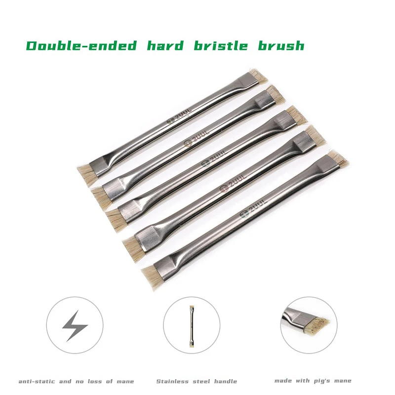 2UUL CL11 Hard Bristle Brush Double-headed Anti-Static Mainboard PCB IC Cleaning Brush Phone Repair Tools