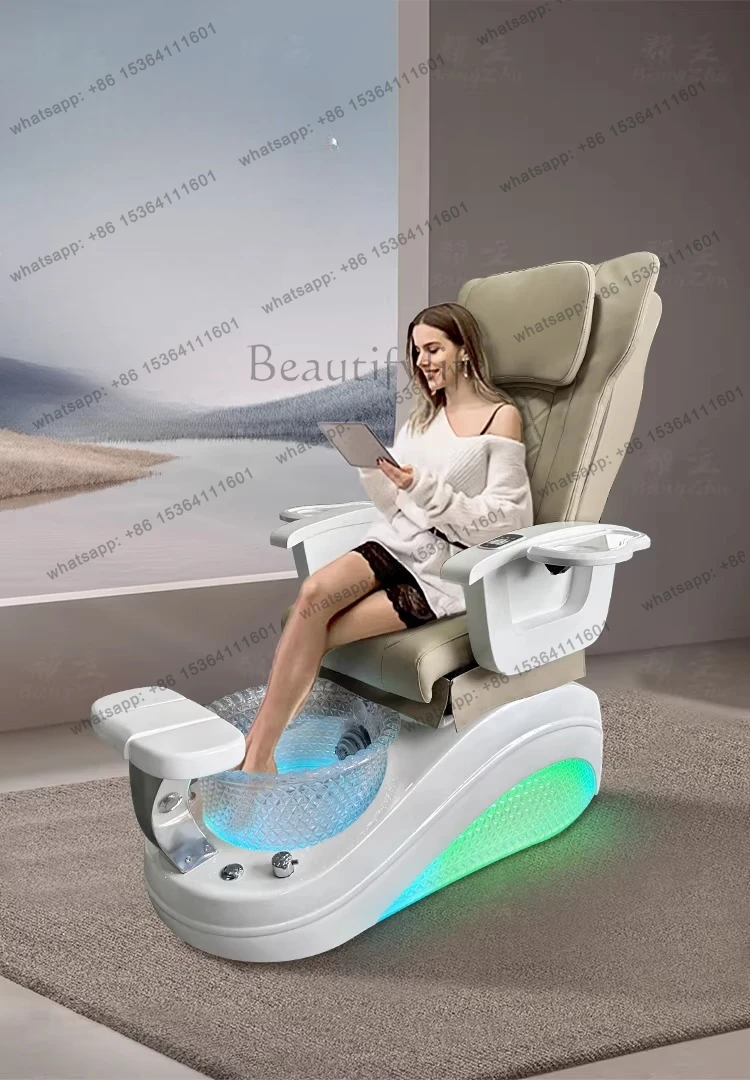 Nail art sofa foot chair pattern embroidered multi-functional semi-reclining electric washing footrest chair
