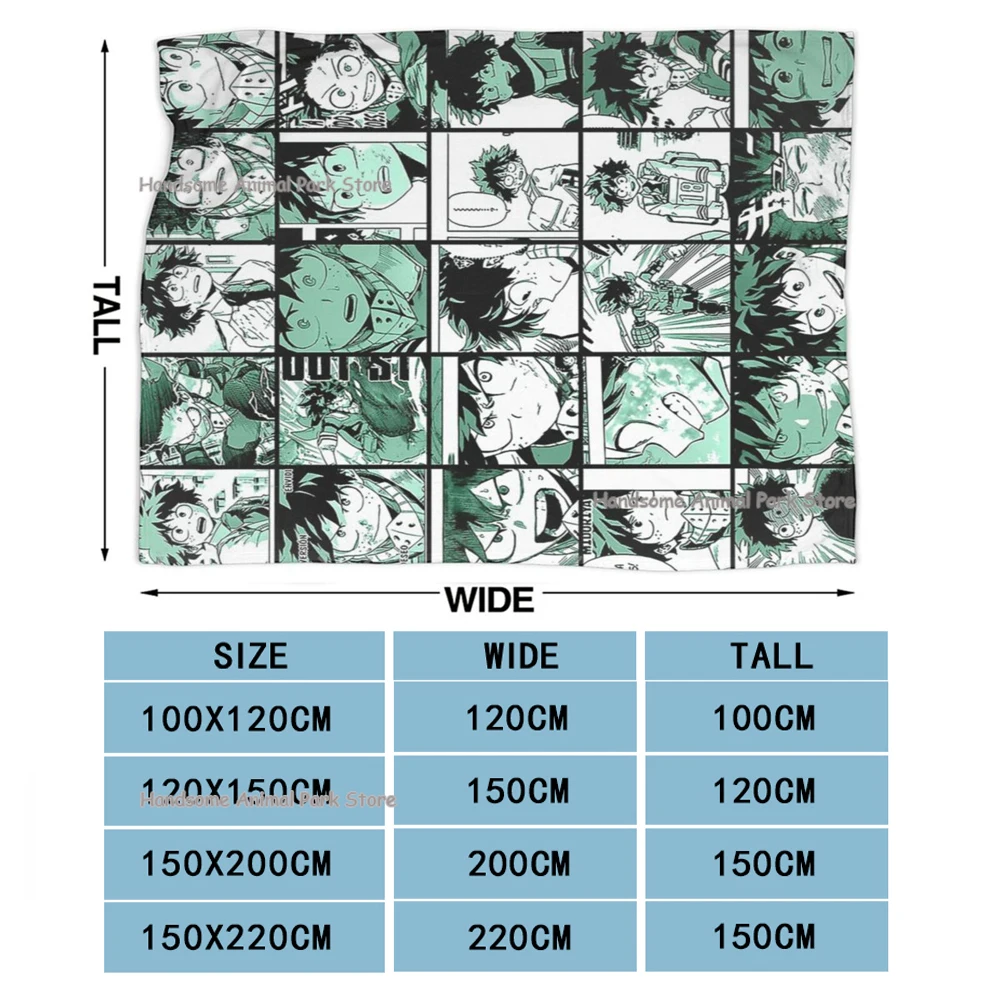 My Hero Academia Collage อะนิเมะ Midoriya Izuku โยนผ้าห่ม Fuzzy อุ่นสําหรับ All Season 3D พิมพ์ Soft Coral ขนแกะผ้า