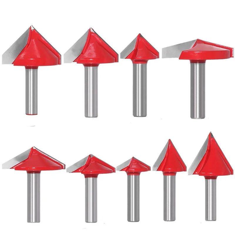 Wood Router Bit 8mm Shank V Shape 3D Engraving Bit 90 Degrees Carbide End Mill Diameter 22 32mm Wood Milling Cutter