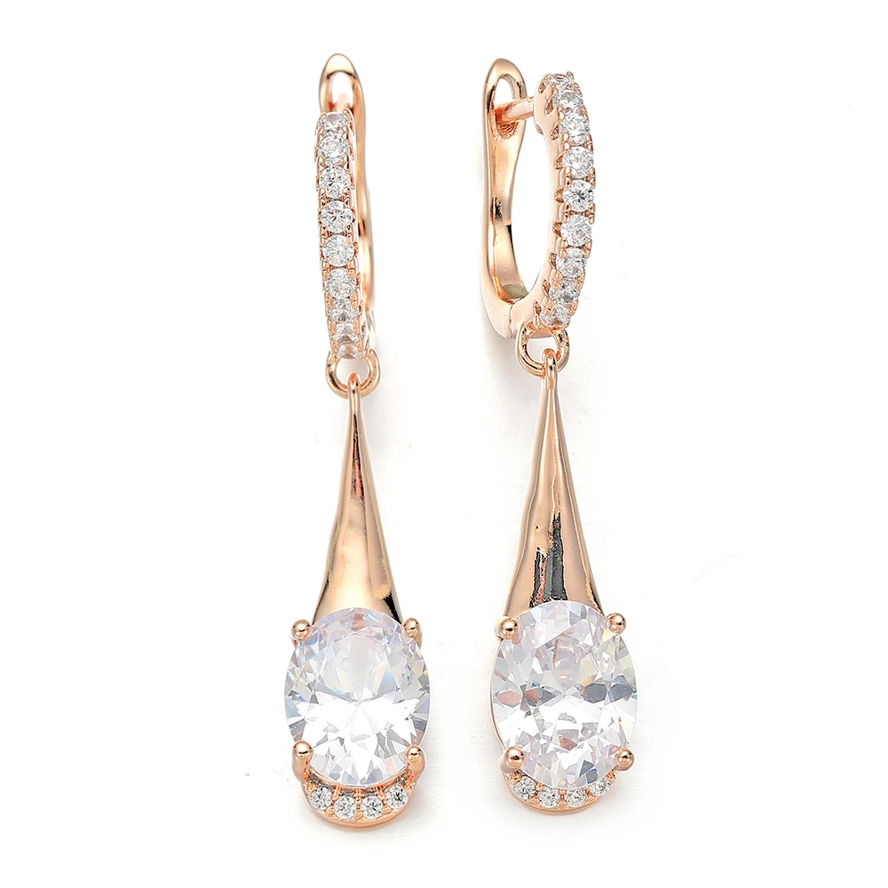 Copper Luxury Green Crystal Drop Earrings Metal Gold Color Drop Pendant Ear Rings for Woman Girl Best Gift Aesthetic Jewelry image 4