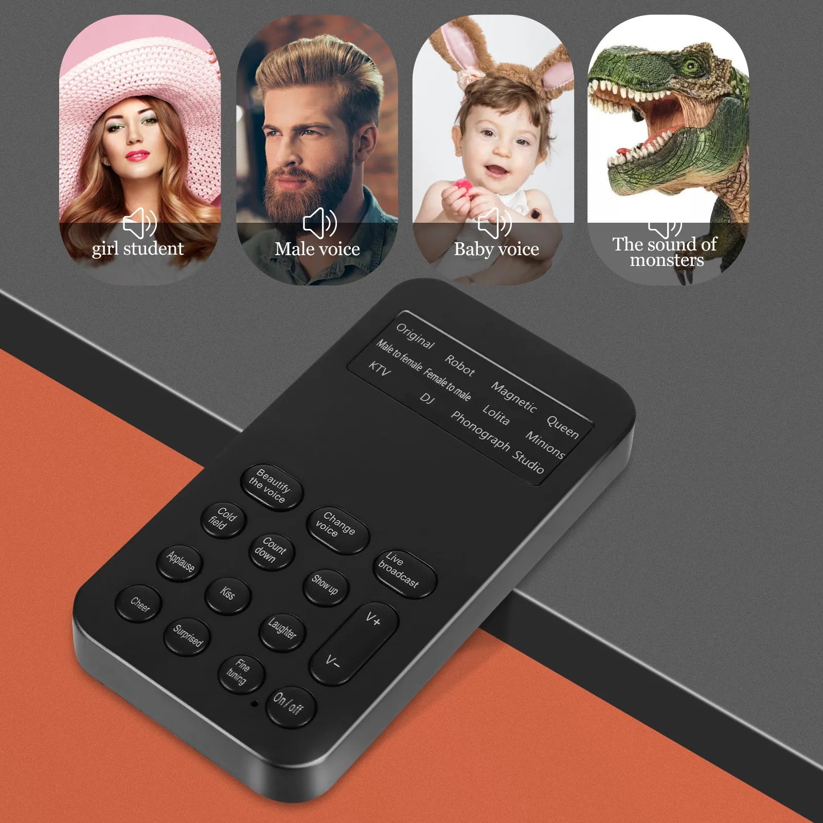 Mini External Sound Card Voice Changer Device Portable Voice Modifier with 8 Sound Effects Clear Tone Karaoke Live Streaming