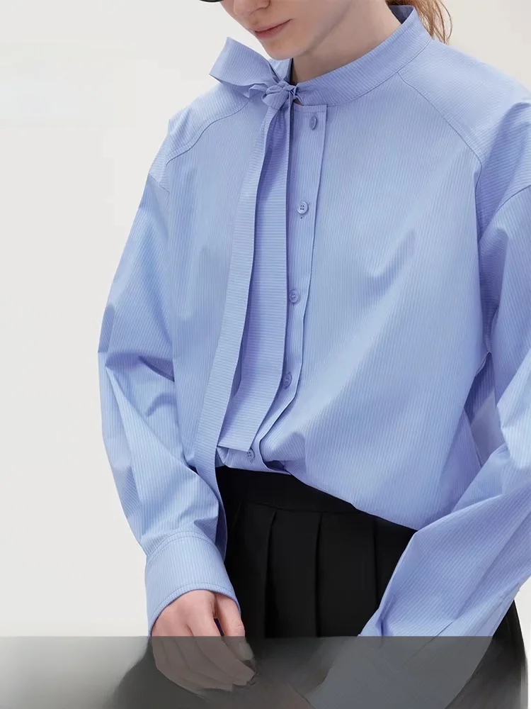 

Женская рубашка Fano Studios синего цвета с длинным рукавом, с узлами, для повседневной носки, дышащая, из смесового хлопка, новинка весенней коллекции