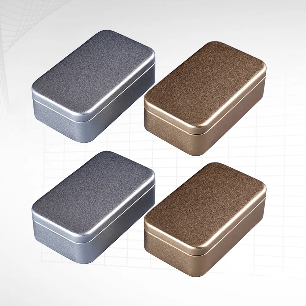 4Pcs Metal Business Card Box Tinplate Tea Storage Container Portable Sealed Canister for Home Travel Office Storage