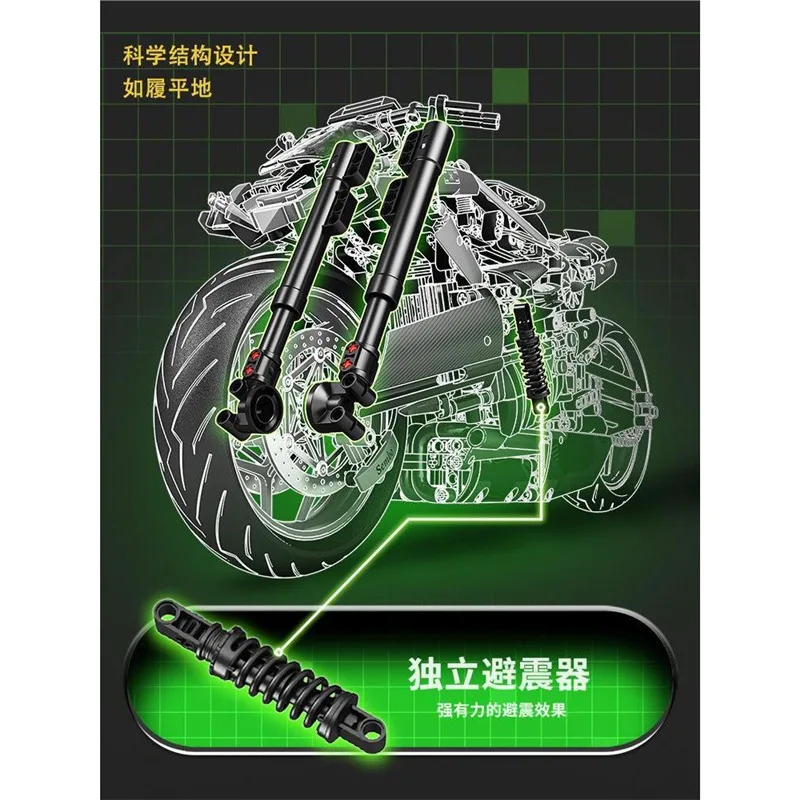 1720 Uds. MOC City motocicleta técnica Moto coche modelo bloques de construcción carreras Motobike vehículos ladrillos juguetes para chico adolescentes regalo