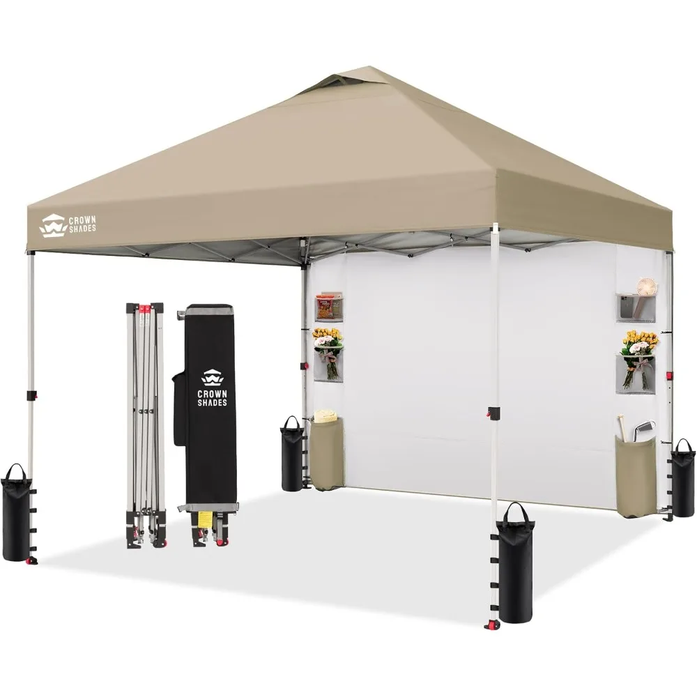 

10x10 Easy Setup Pop Up Canopy Tent with Pockets and Sidewalls for Outdoor Shade