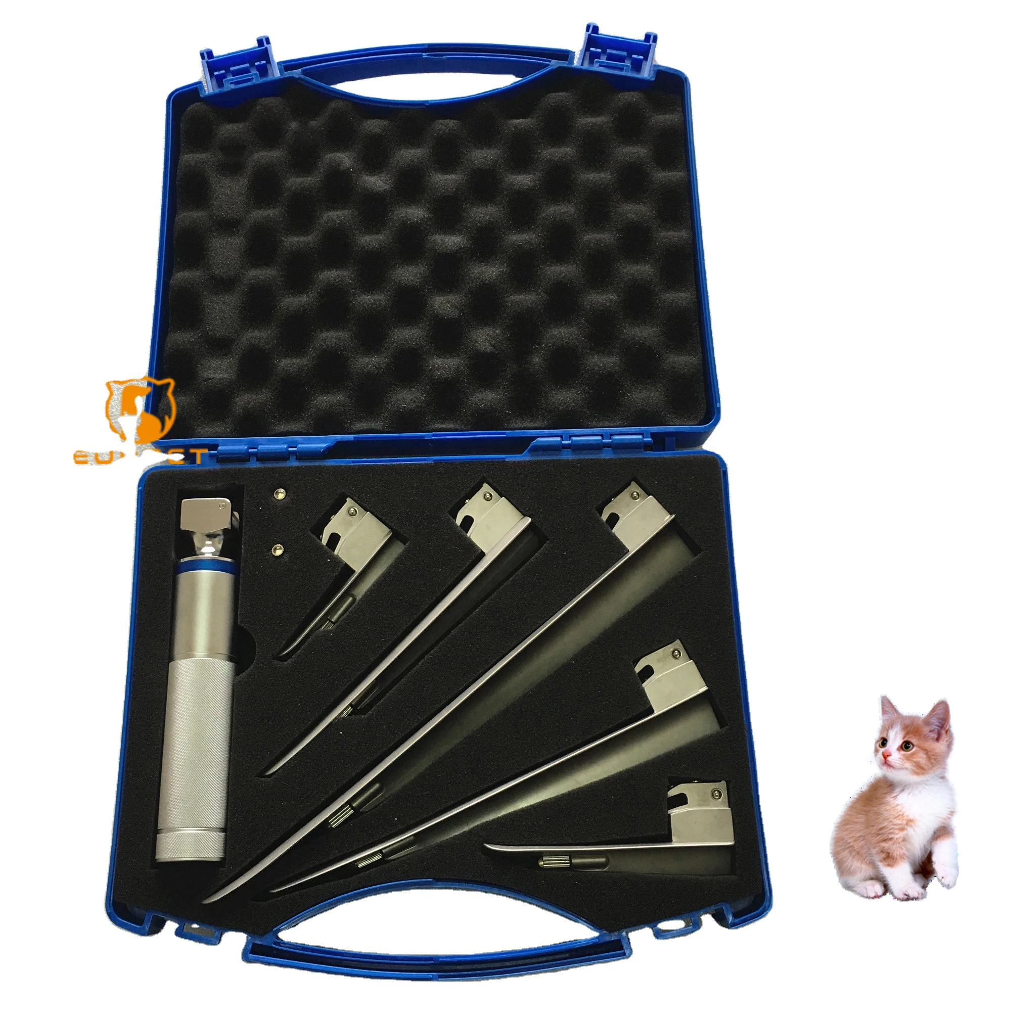 

EURPET Профессиональный портативный ветеринарный Ларингоскоп для горловины животных, оптоволоконный светодиодный