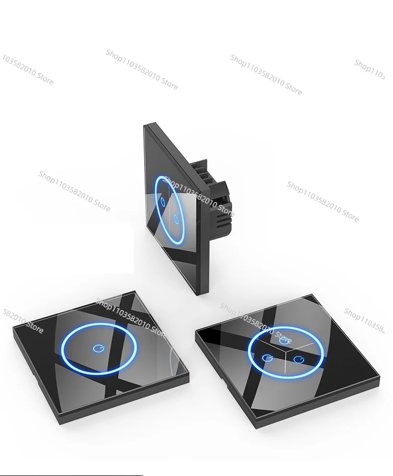 European Union Standard Wall Lamp WIFI Smart Switch 86mm 1/2/3 Smart Home Black Crystal Glass Panel Touch Screen Wifi Switch