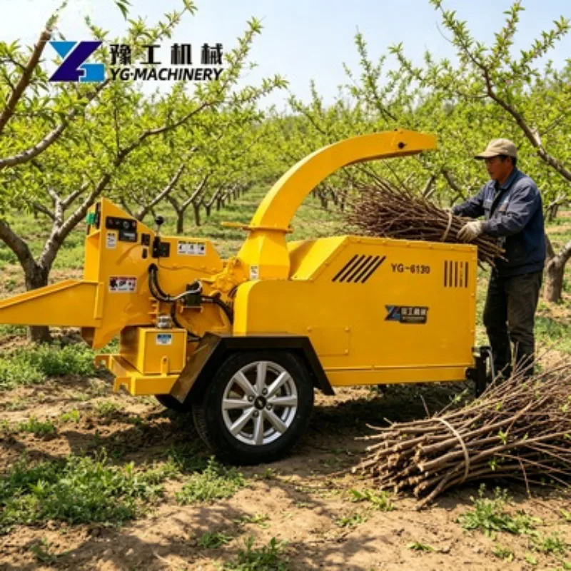 Hydraulic Feed Wood Chipper Machine Diesel Branch Shredder Drum Crusher for Tree Log Recycling