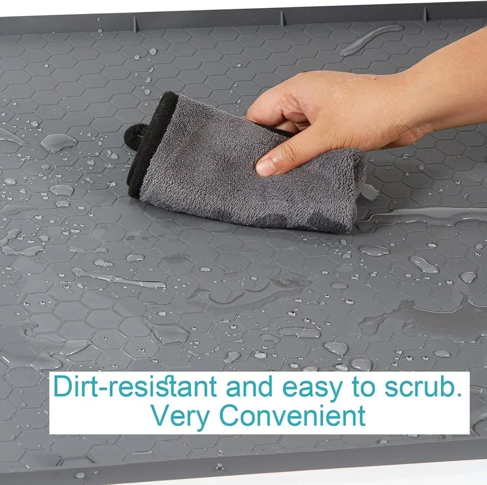 Under Sink Mats Waterproof Silicone Under Kitchen Sink Liner Mat Flexible Rubber Washable Shelf Mats Drawer for Bathroom