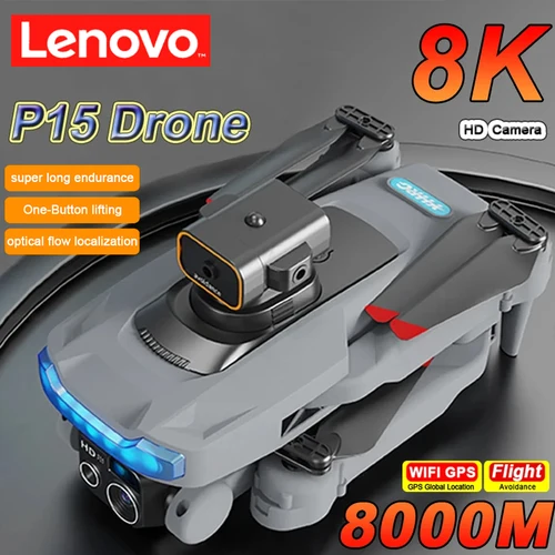 Lenovo-Dron profesional P15, 8K, 5G, GPS, cámara Dual, evitación de obstáculos, posicionamiento de flujo óptico, RC, juguetes para adultos y niños