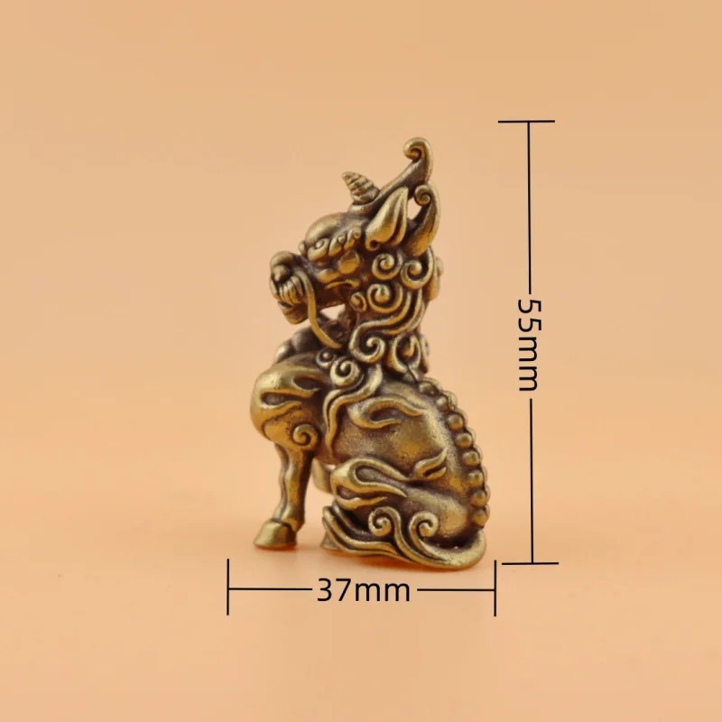 Creative Solid Brass Unicorn Kirin Home Decoration Vintage Old Object Office Desktop Tea Pet Craft Ornament