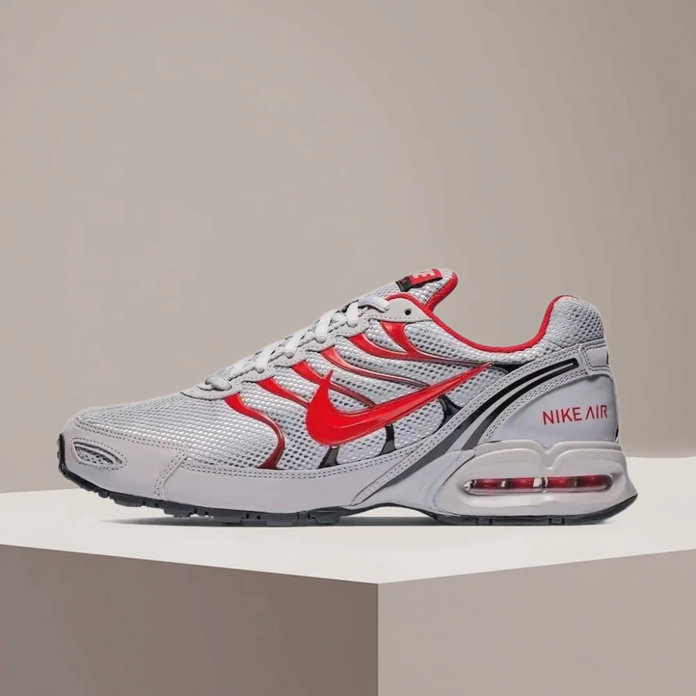 Nike Air Max Torch 4 Zapatillas bajas para hombre – Gris/Rojo, Malla transpirable, Agarre multiusos, Comodidad duradera CI2202-001