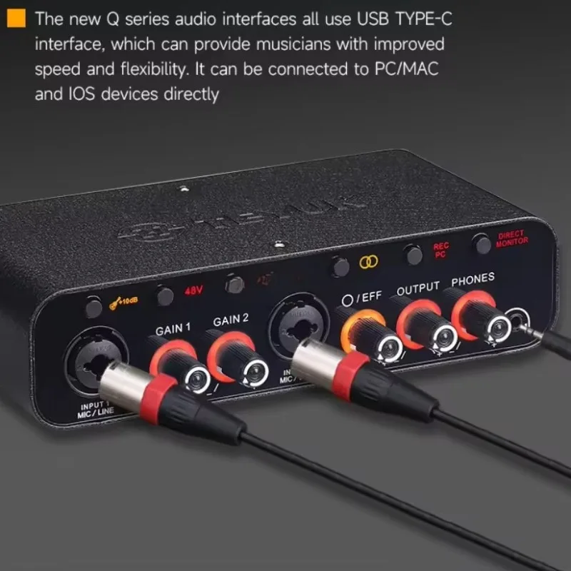 48V External Audio Sound Card USB Plug And Play Audio Interface For Live Streaming Singing Recording