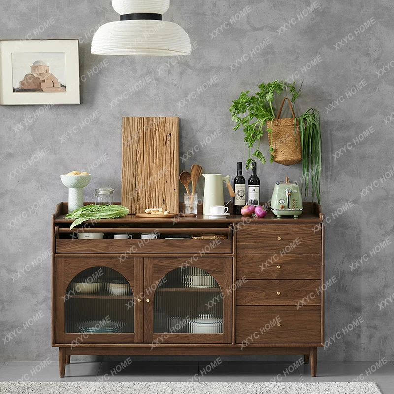 

DV North black walnut dining side cabinet dining room living room against the wall multi-functional tea cabinet Japa