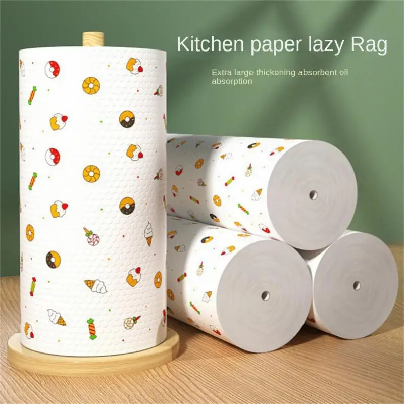 1roll 42pcs, Random Printing Lazy Rag,Disposable Kitchen Cleaning Cloth,Washable Wet And Dual-Use Towel,DishwashingbyShop110