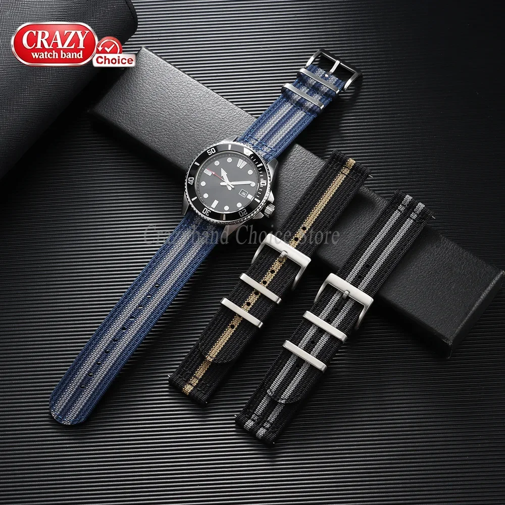 20mm 22mm Quick Release Canvas Watch Strap for Omega Nylon Bands Men Women Replacement Watchbands for Smartwatch Aaccessory Blue view 4