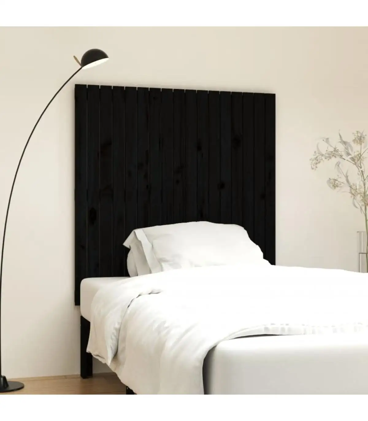 Headboards and Feet Bed Headboard Wall Solid Wood Pine Black 108x3x110 cm