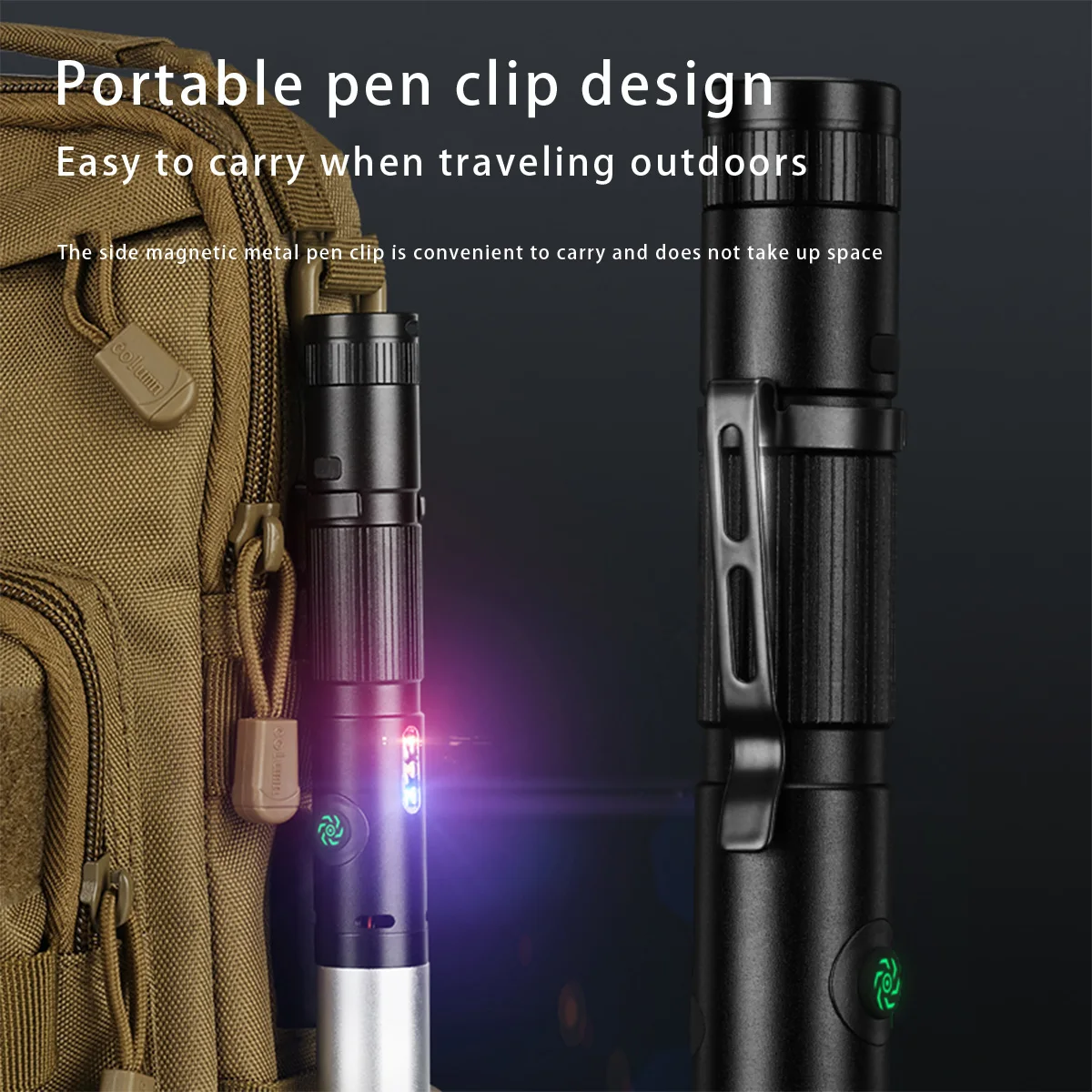 

Ignition Pen Light 400 Lumens USB Rechargeable 800mAh Aluminum Alloy Adjustable Focus Flashlight with Multi-Color Side Lights